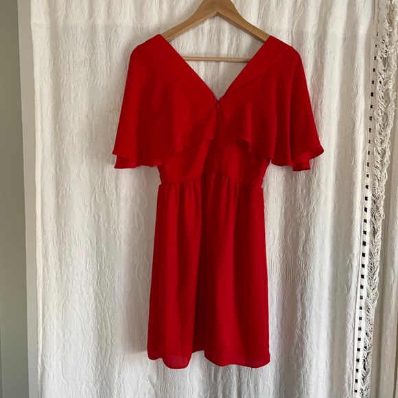 Asos Red Flowy A-line Mini dress - Picture 2 of 7